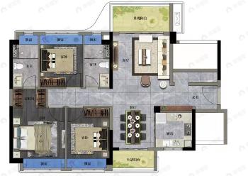 湛江华发新城3室2厅2卫户型图