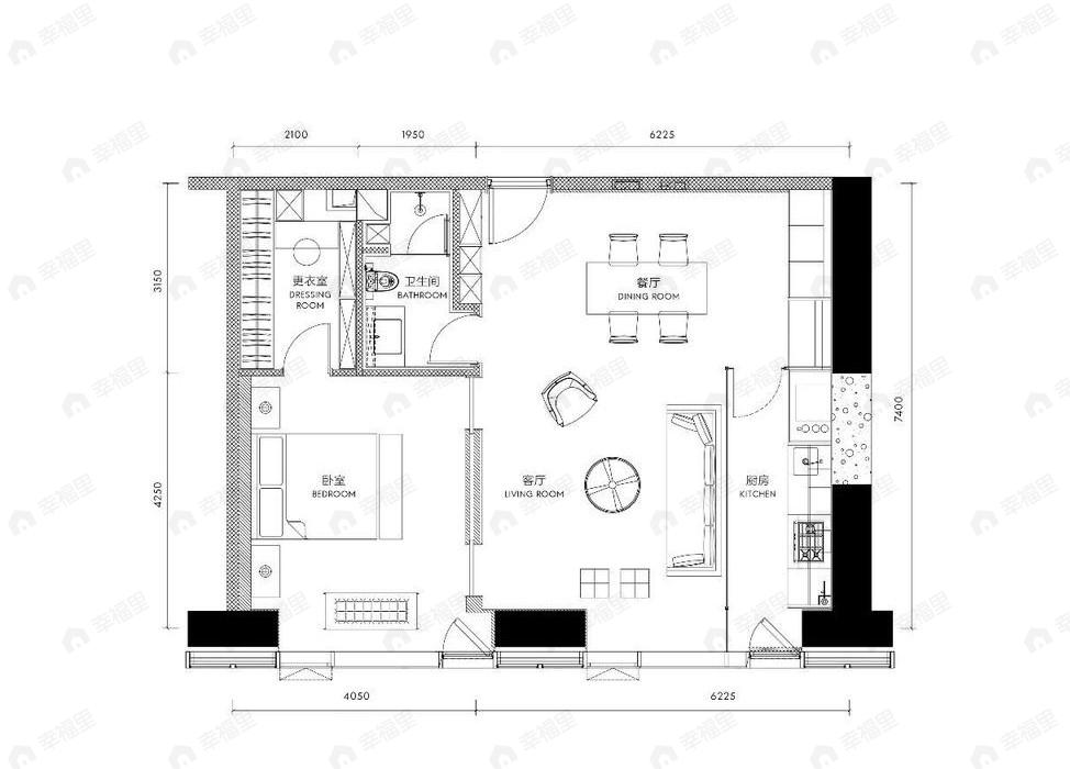 新光大中心1室1厅1卫户型图