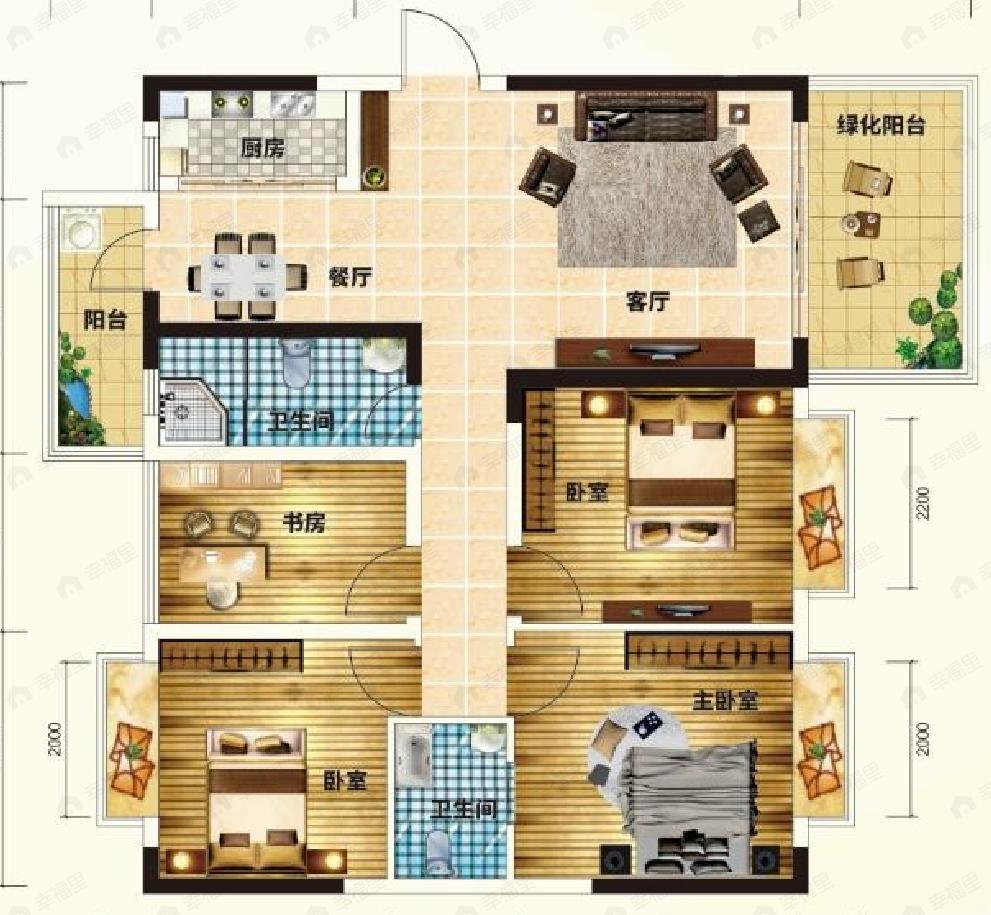 振宁星光广场4室2厅2卫户型图