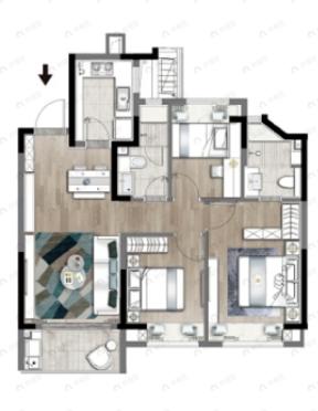 金地丰盛道3室2厅2卫户型图