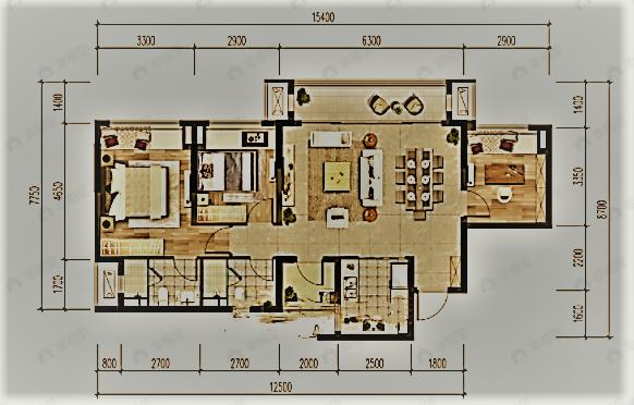 华宇锦绣玺岸3室2厅2卫户型图