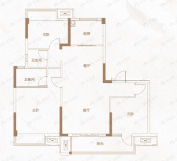 宝梁天樾3室2厅2卫户型图