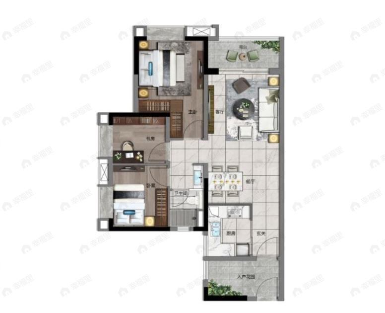 中国铁建海语熙岸3室2厅1卫户型图