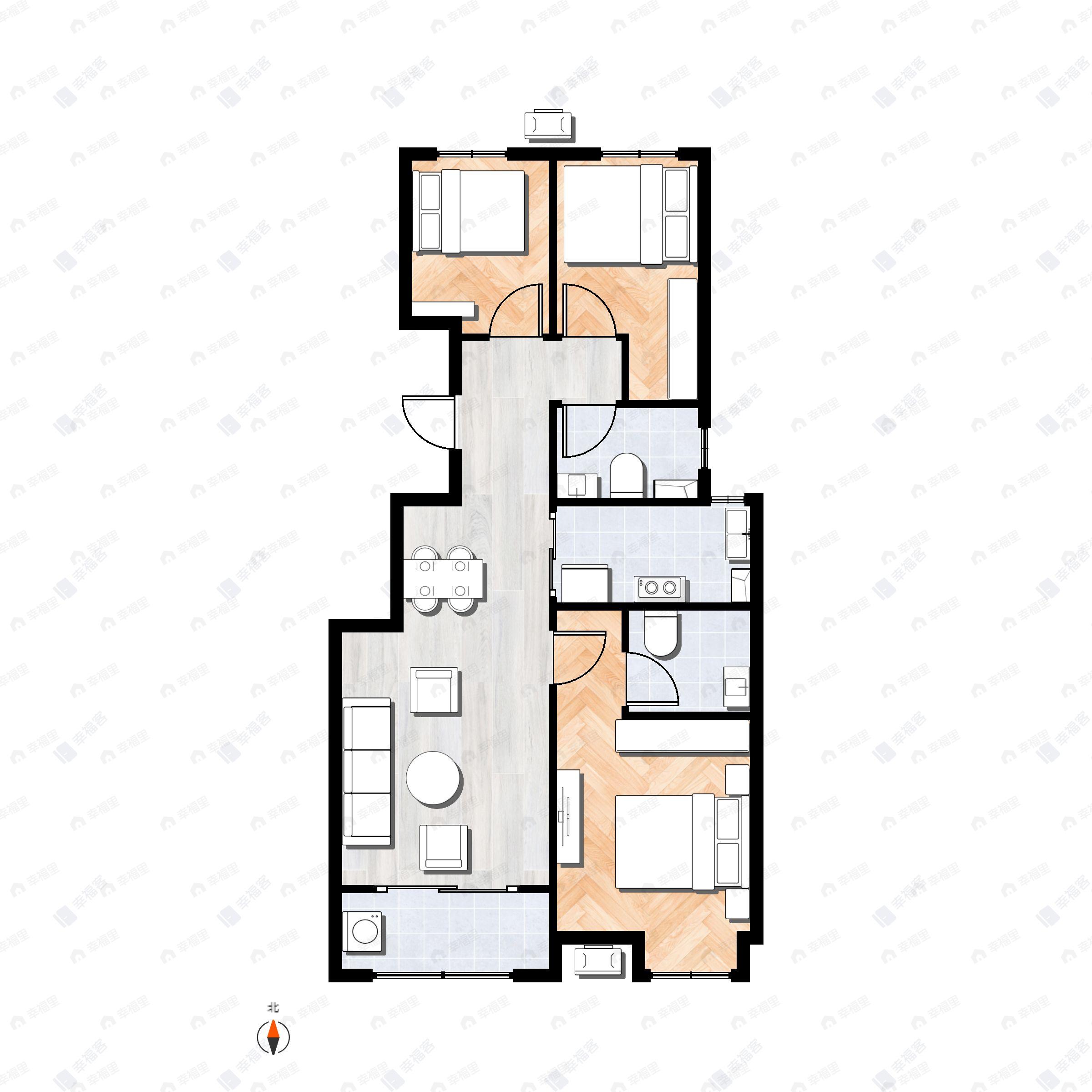 新御峰3室2厅2卫户型图