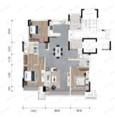 3室2厅2卫建面135平北|南户型图