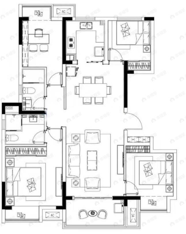 新澎湃国际社区4室2厅2卫户型图