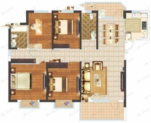 南国中心二期4室2厅2卫户型图