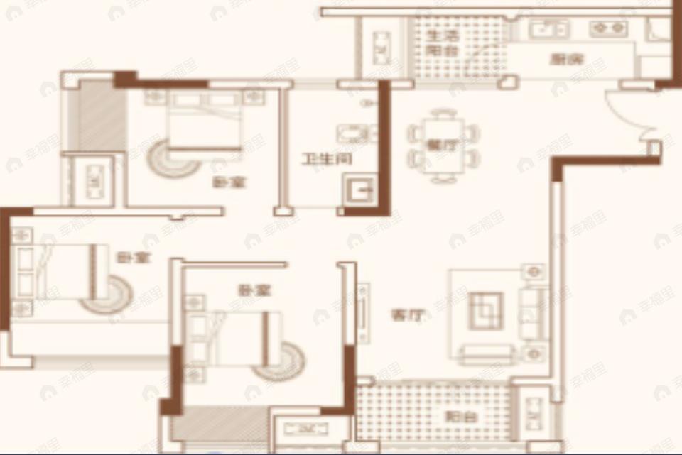 北新御龙湾3室2厅1卫户型图