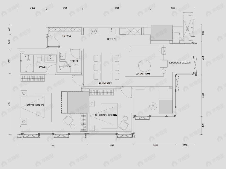 2室2厅2卫建面151平南户型图