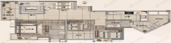 3室2厅2卫建面121m²西南户型图