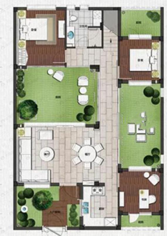 4室2厅2卫建面125平南|北户型图