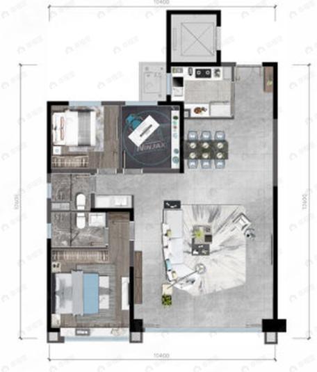 蓝光恒志芙蓉覌辰3室2厅2卫户型图
