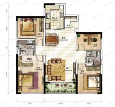 会展湾·东城4室2厅2卫户型图