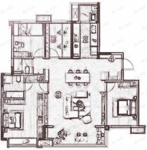 新希望万科知园4室2厅2卫户型图