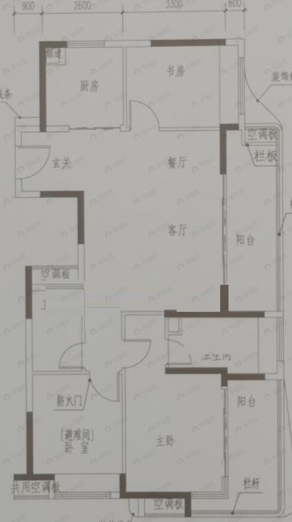 3室2厅2卫建面126平南户型图