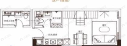 藏珑湖上公馆2室2厅1卫户型图