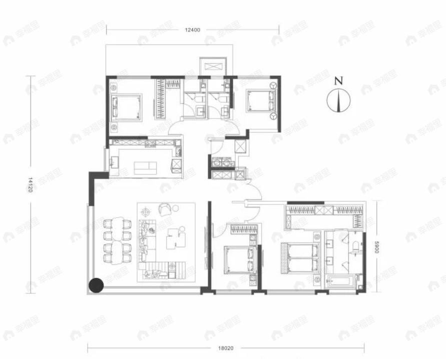 华发长安首府4室2厅3卫户型图