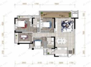鹭岛金沙壹品4室2厅2卫户型图