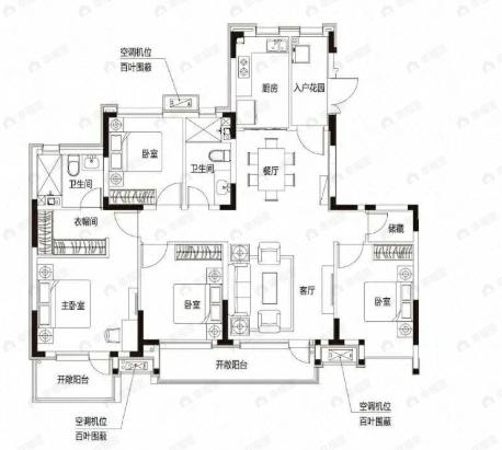 沈阳恒大中央广场4室2厅2卫户型图