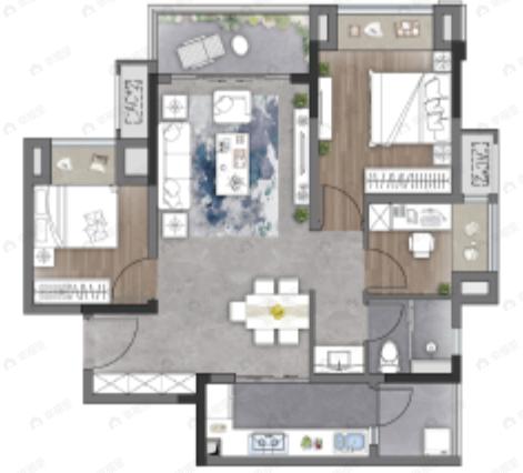 旭辉江山青林半3室2厅1卫户型图