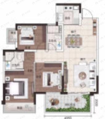五象澜庭府3室2厅2卫户型图