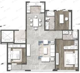 3室2厅2卫建面142m²南|北户型图