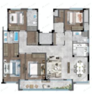 4室2厅3卫建面190平户型图