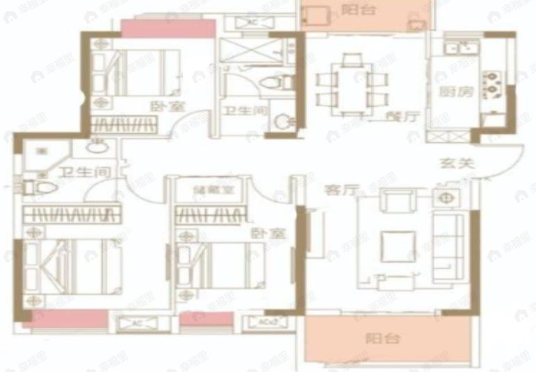 江印3室2厅2卫户型图