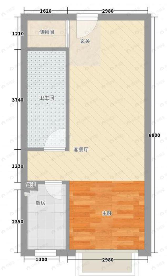 重庆吾悦广场1室1厅1卫户型图