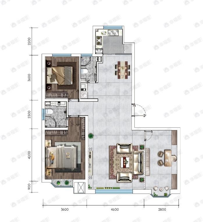 大境3室2厅2卫户型图