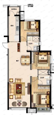 恒大半岛天境3室2厅2卫户型图