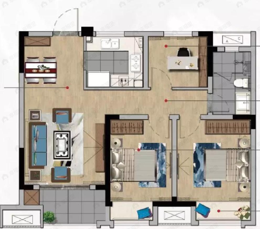 橡树澜湾花园3室2厅1卫户型图