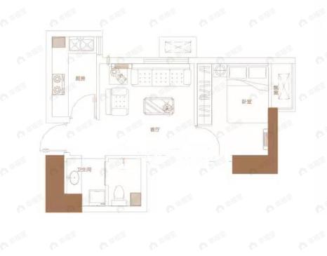 泉舜上城1室1厅1卫户型图