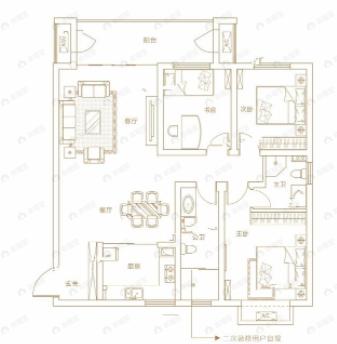 美伦橖颂3室2厅2卫户型图