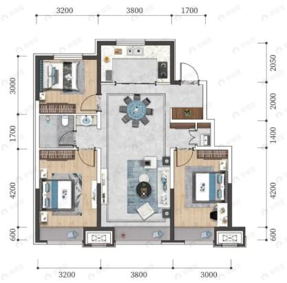 豪邦锦上3室2厅1卫户型图