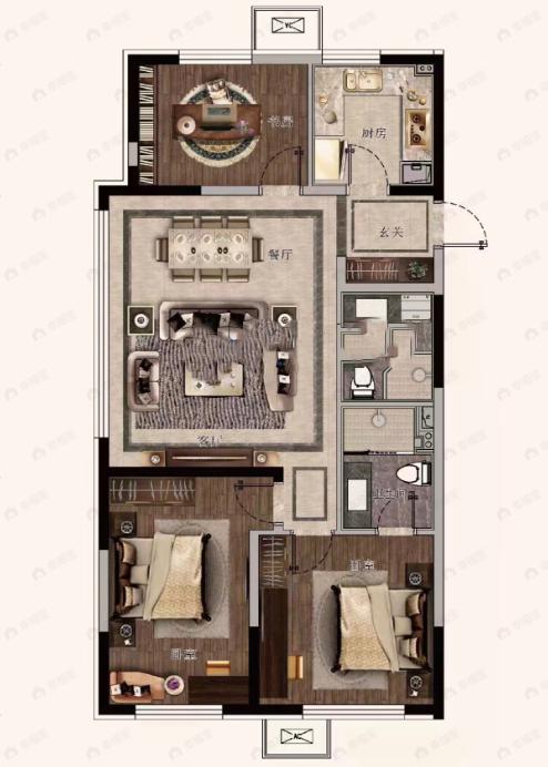 颐盛壹号公馆3室2厅2卫户型图