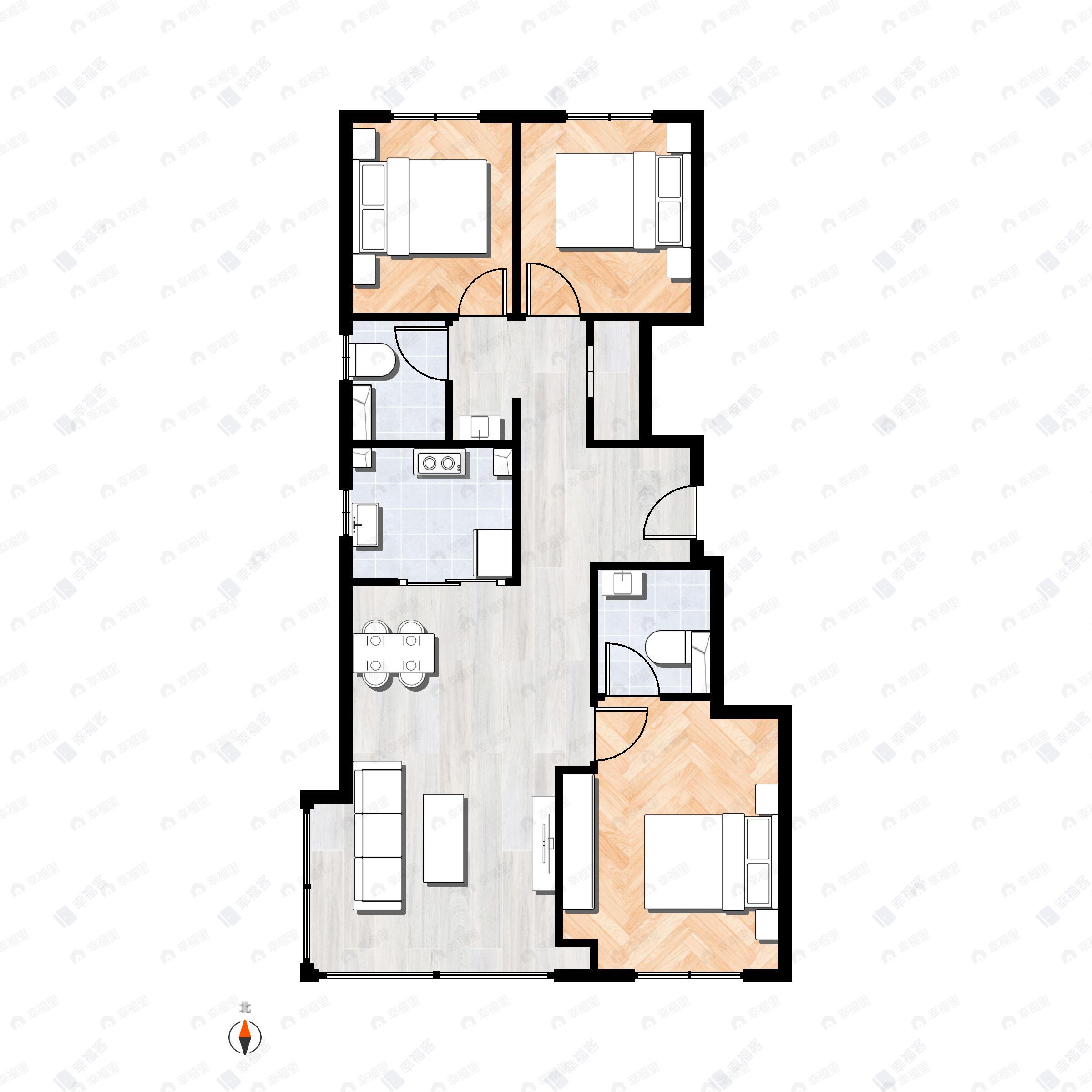 建发珺和府3室2厅2卫户型图