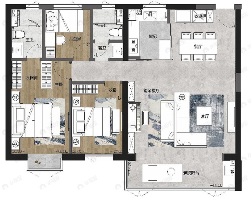 首创未来之城3室2厅2卫户型图