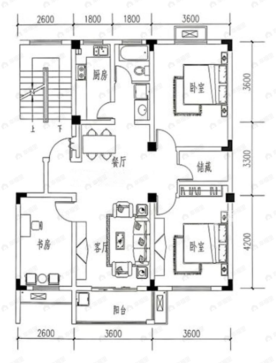 淳东花园3室2厅1卫户型图