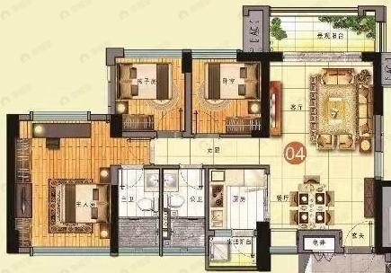 江山一品3室2厅1卫户型图