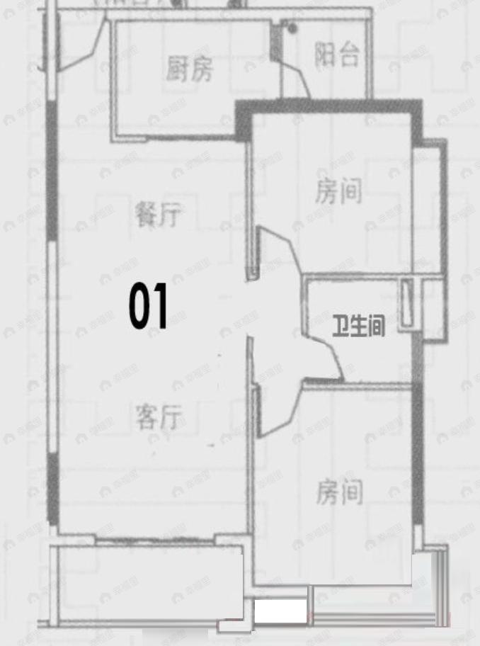 科城山庄峻森园2室2厅1卫户型图