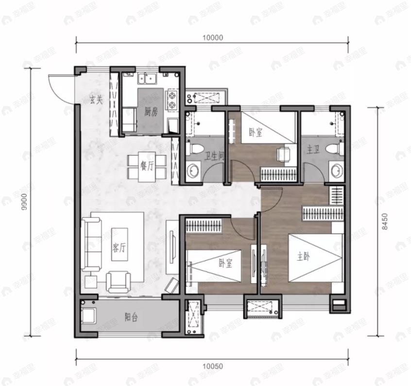 保利大都汇3室2厅2卫户型图