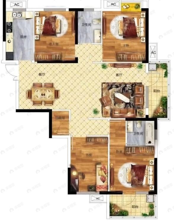 华星融城二期4室2厅2卫户型图