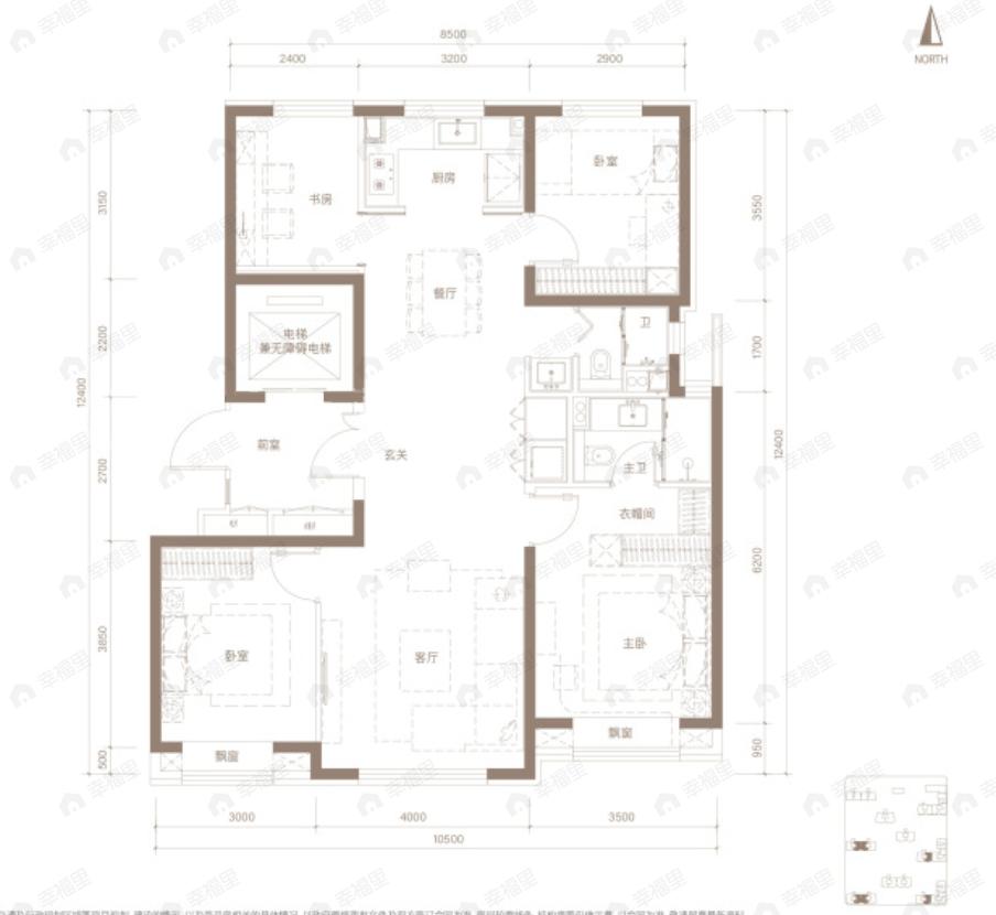北京城建龙樾天元4室2厅2卫户型图