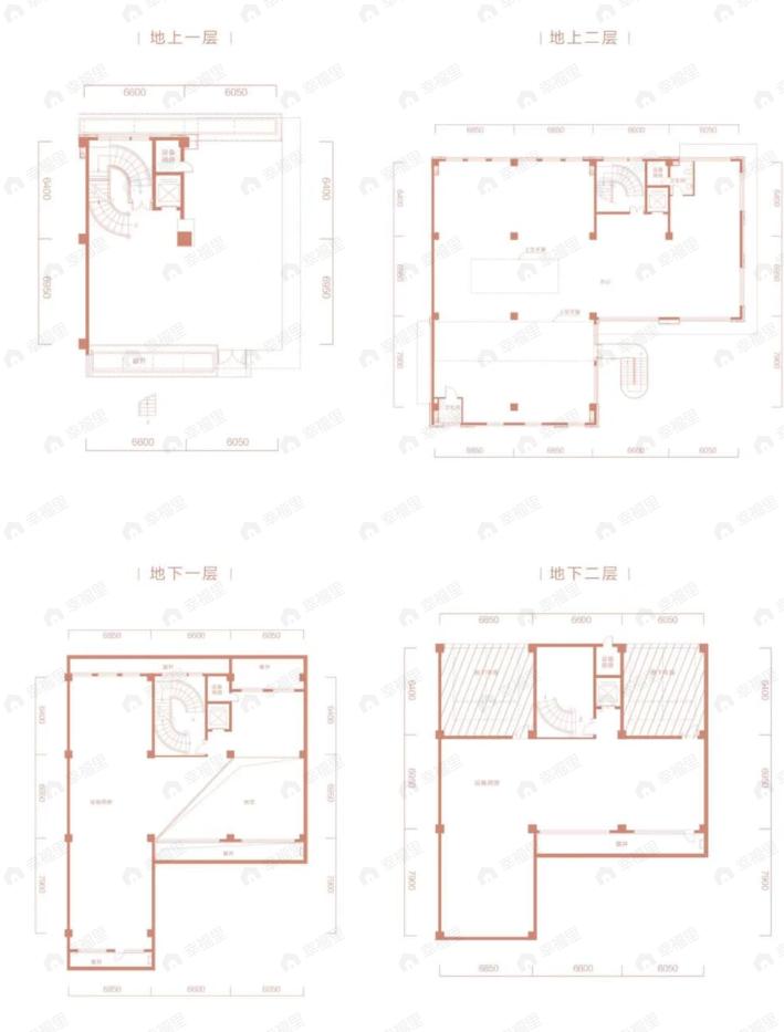 1室1厅建面950m²东|南|北户型图