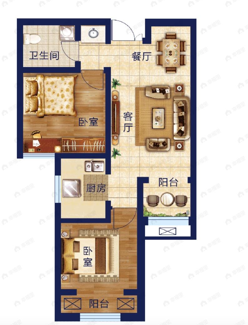 九洲城二期2室2厅1卫户型图