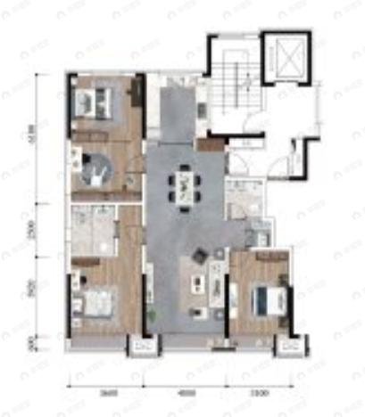 豪邦锦上4室2厅2卫户型图