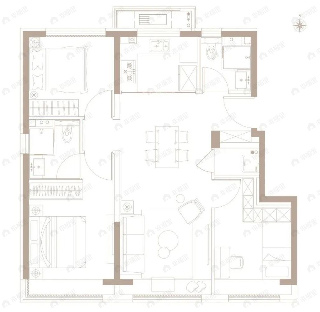 丰禾嘉会3室2厅2卫户型图