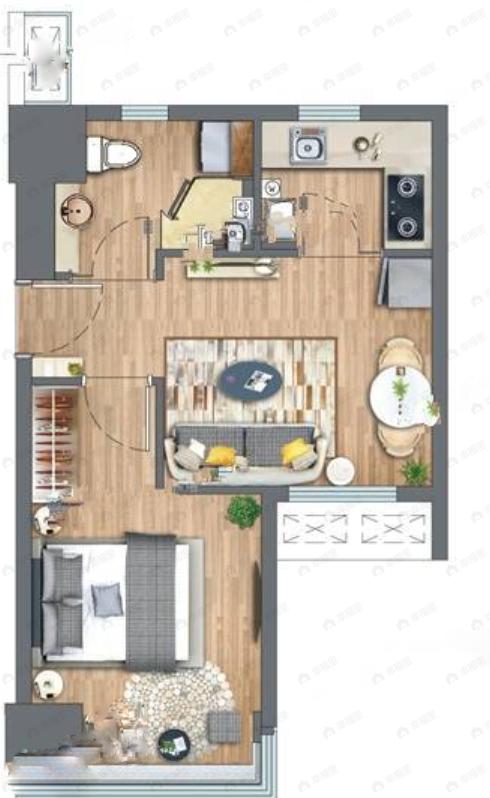 高新尊贵壹方1室1厅1卫户型图