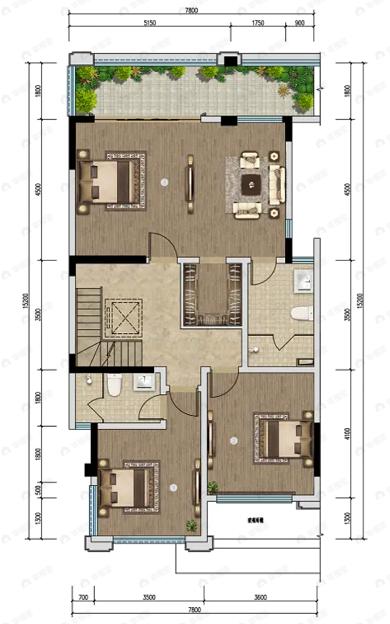 卧龙谷玖号4室2厅3卫户型图